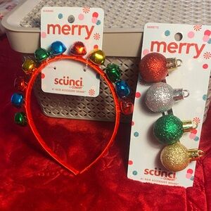 Scunci Festive Bell Headband and Ornament Set
